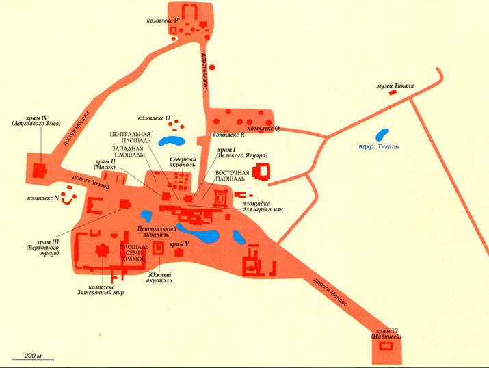 Город Тикаль на карте