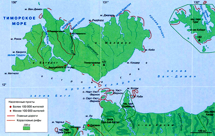 Острова Тиви на карте