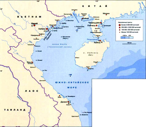 Тонкинский залив карта