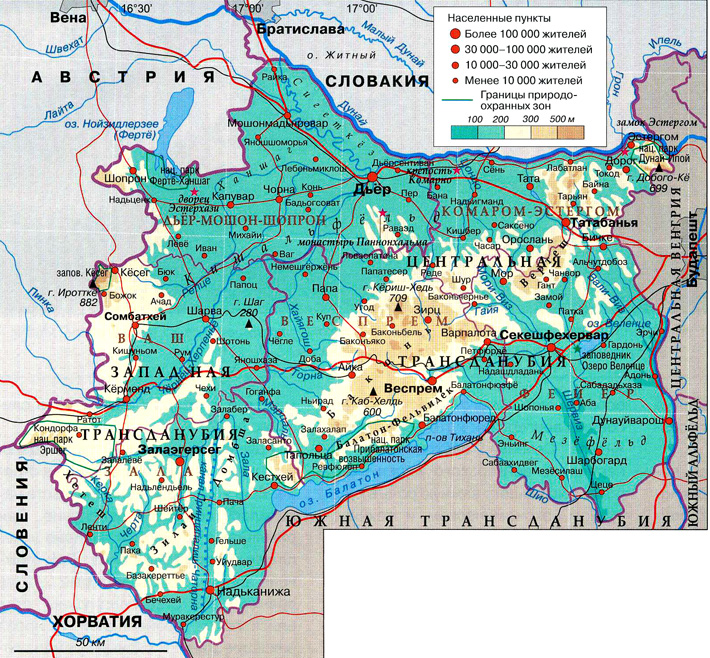 Центральная и Западная Трансданубия на карте
