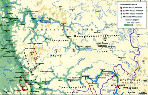 Подкаменная Тунгуска на карте (Россия)
