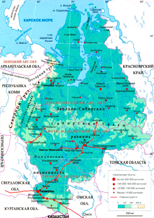 Тюменская область на карте.