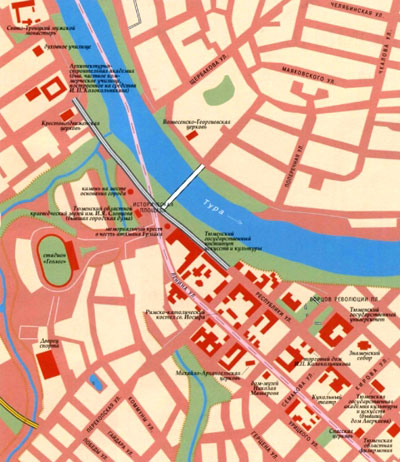 Город Тюмень на топографической карте, Россия.