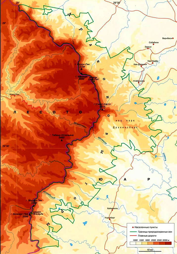 Укхахламба-Дракенсберг на карте