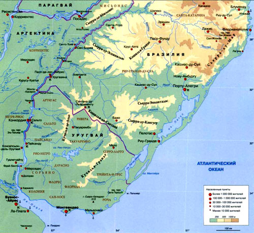 Карта реки Уругвай