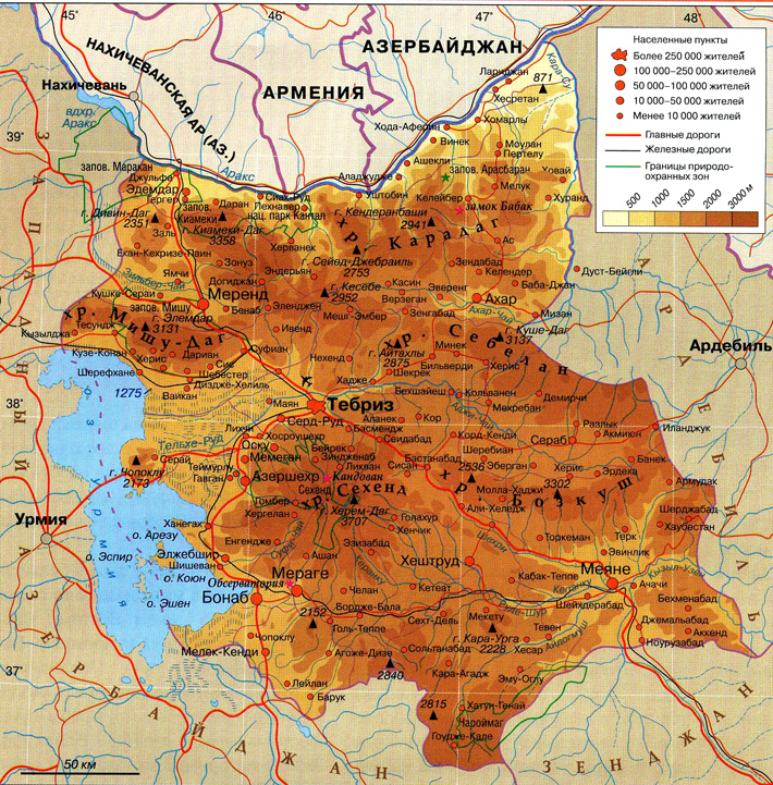 Остан Восточный Азербайджан на карте