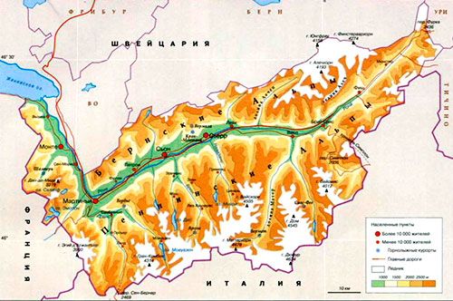 карта Вале (Швейцария)
