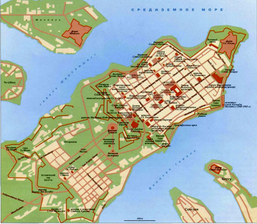 Валлетта, топографическая карта, Столица Республики Мальта.