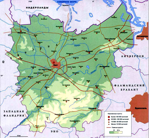 Восточная Фландрия на карте
