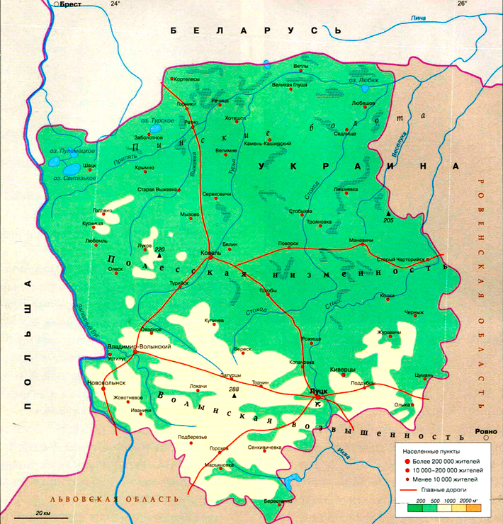 карта Волынской области
