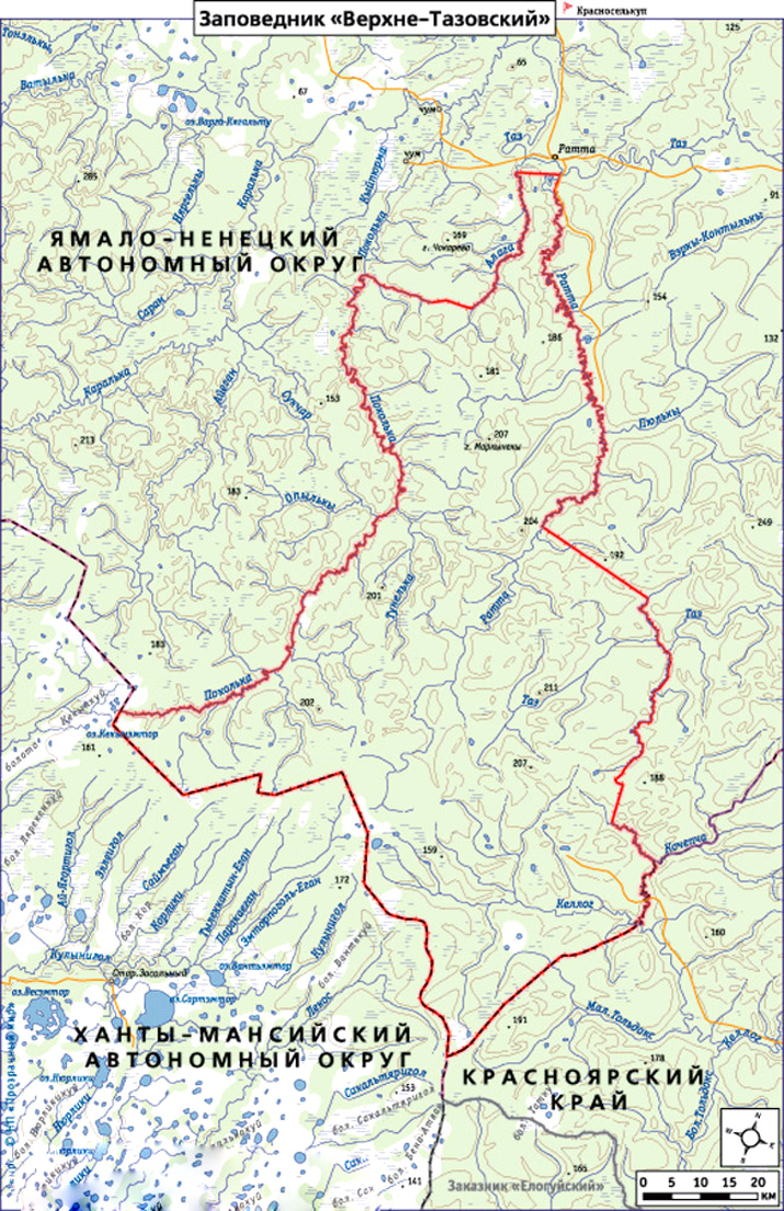 Верхне-Тазовский заповедник на карте