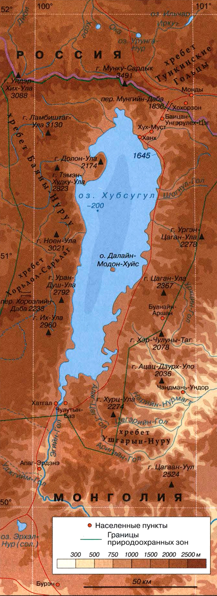 озеро Хубсугул на карте