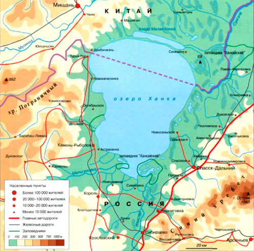 Карта озера Ханка