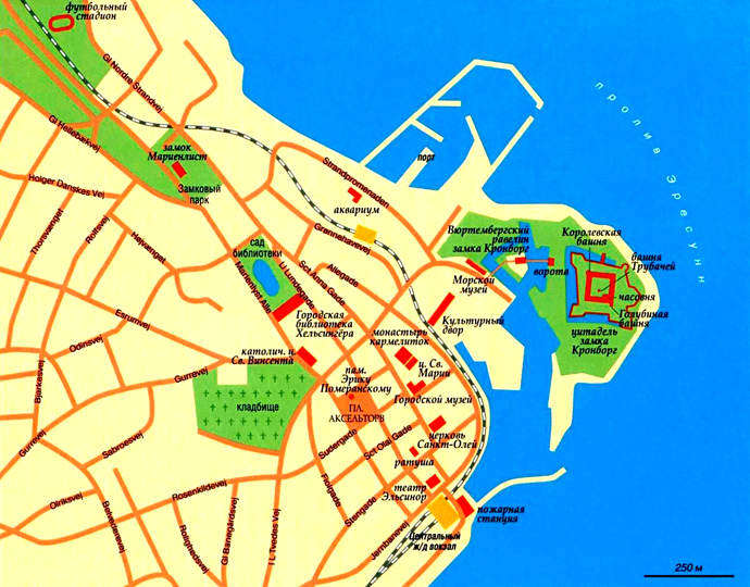 Город Хельсингёр на карте