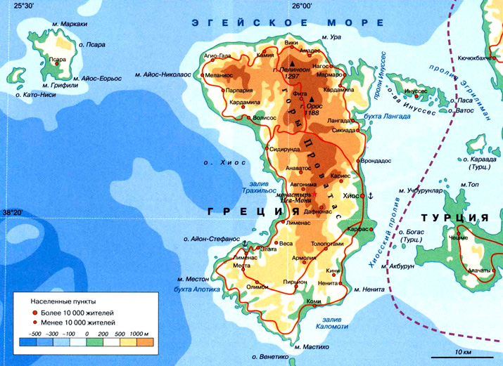 Остров Хиос на карте