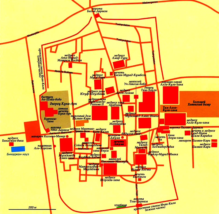 карта город Хива