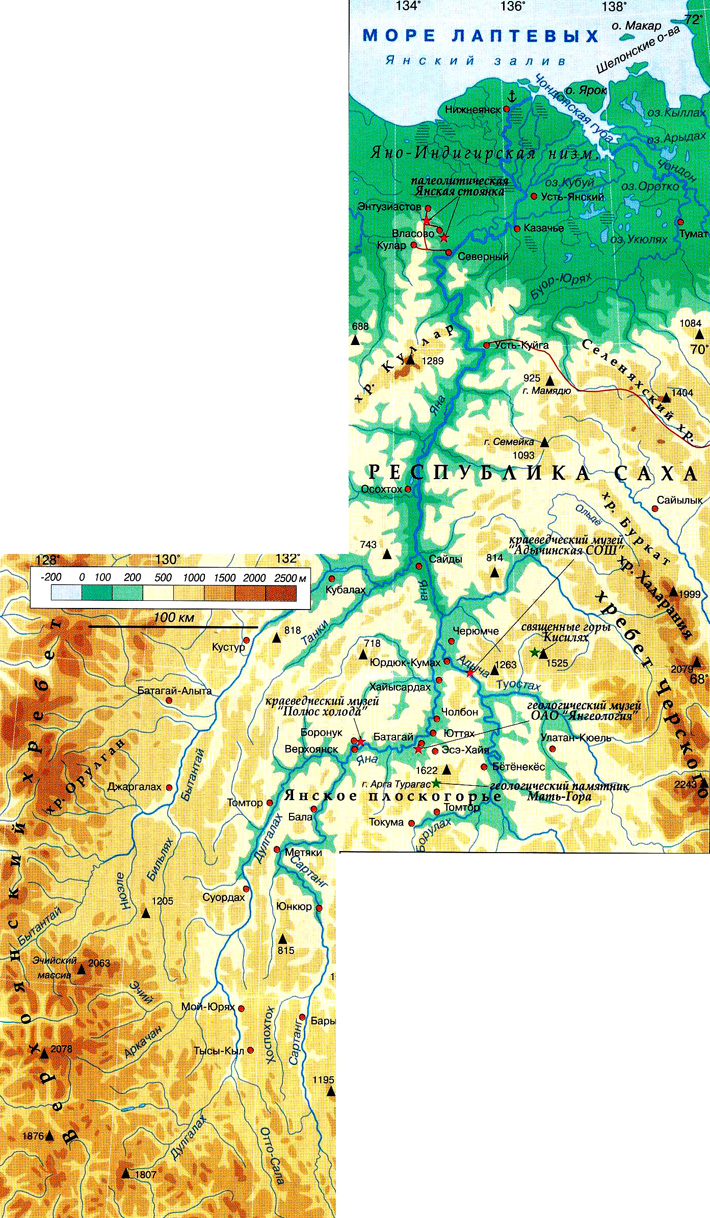 река Яна на карте
