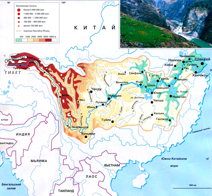 река Янцзы на карте
