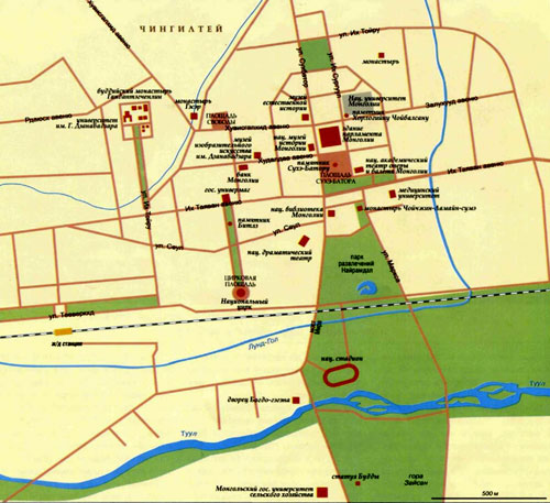 Город Улан-Батор, топографическая карта