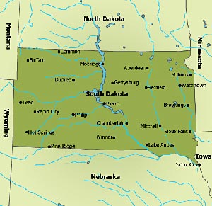 карта Южной Дакоты