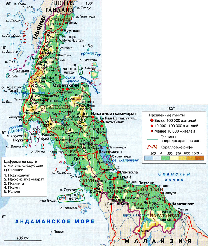 Южный Таиланд на карте