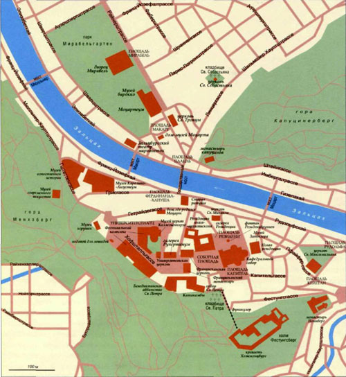 Город Зальцбург, топографическая карта, Город в Австрии