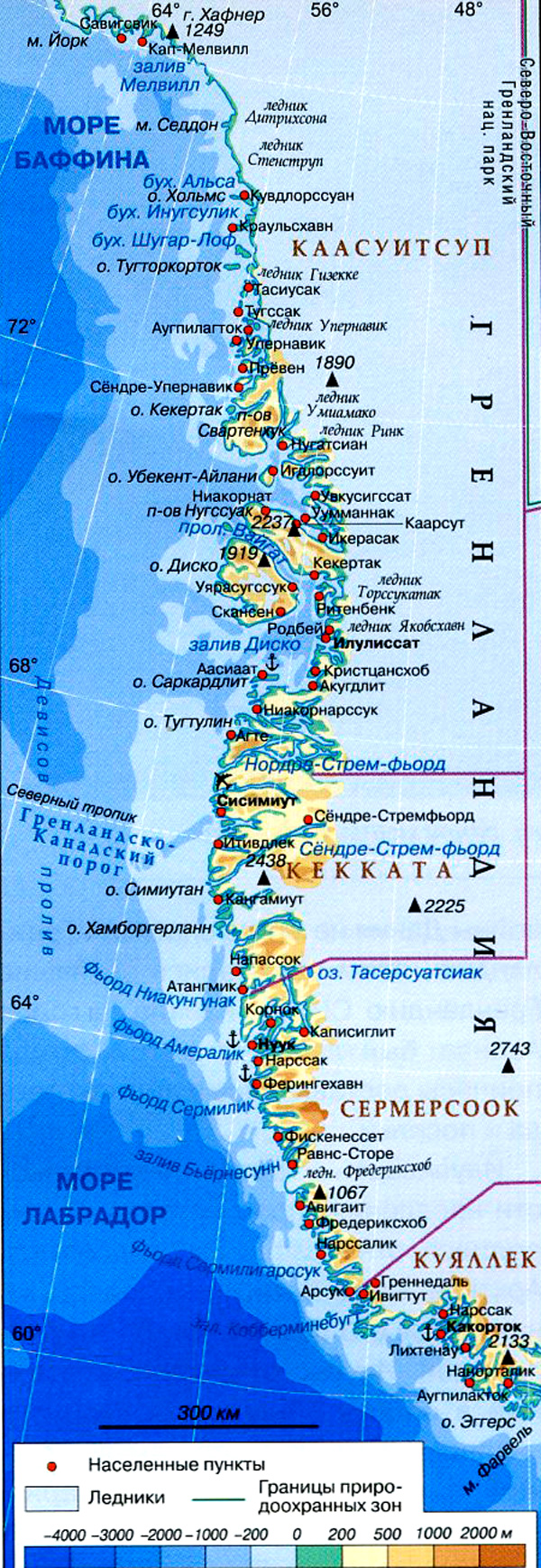 Западная Гренландия на карте