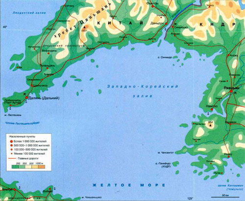 Западно-Корейский залив на карте