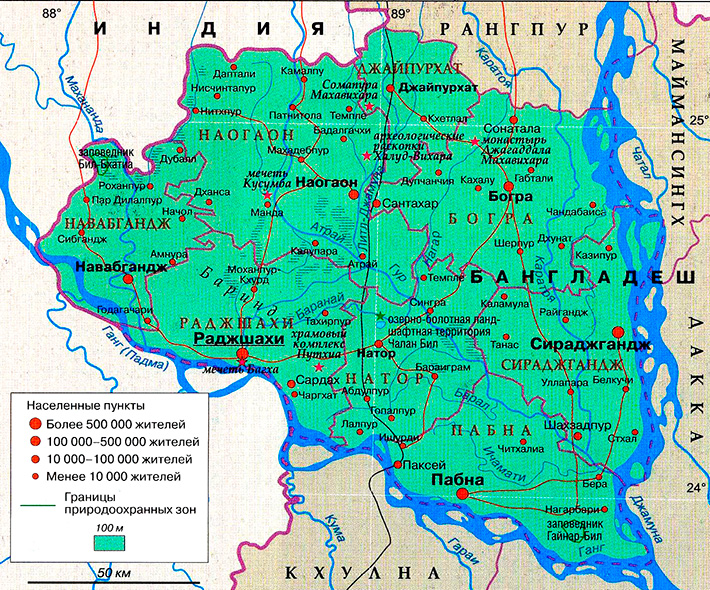область Раджшахи на карте