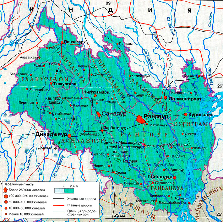 область Рангпур на карте