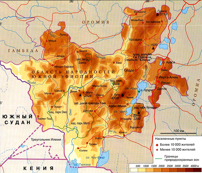 Область Народностей Южной Эфиопии на карте