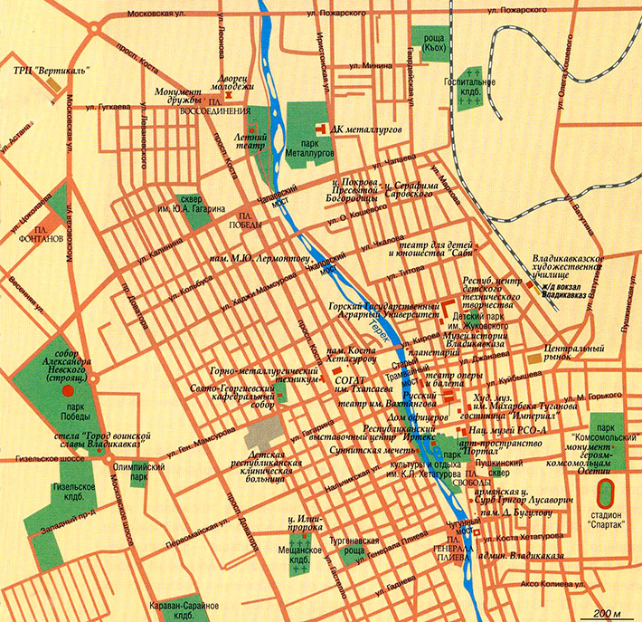 карта города Владикавказ