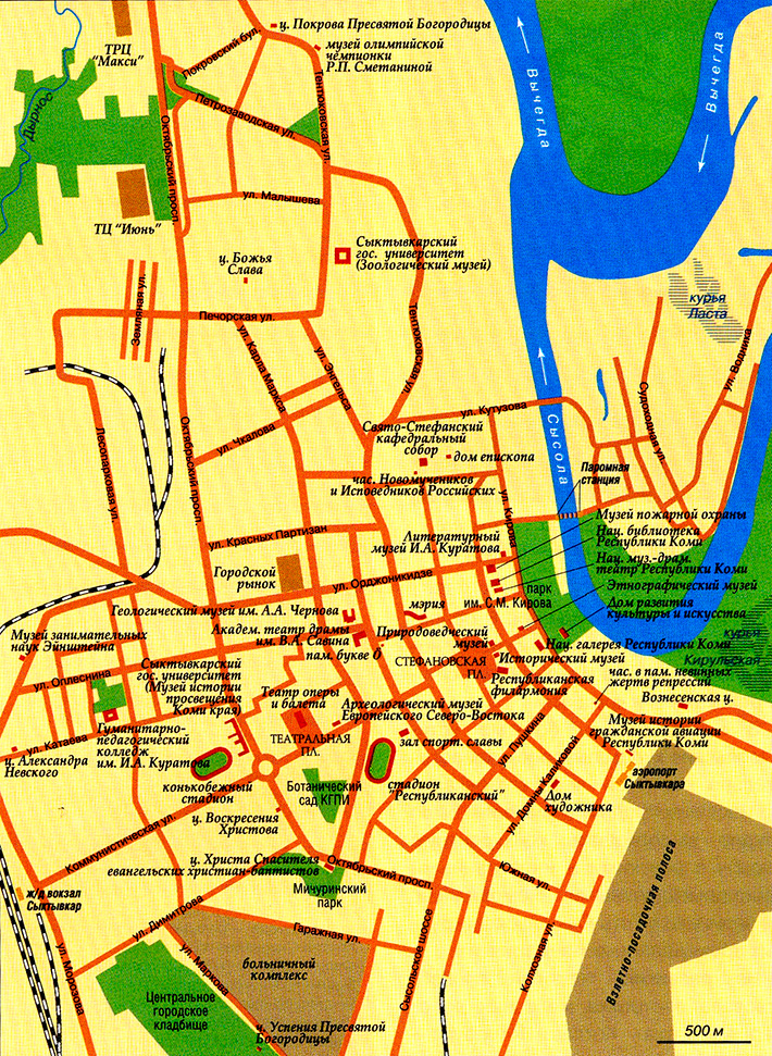 город Сыктывкар на карте